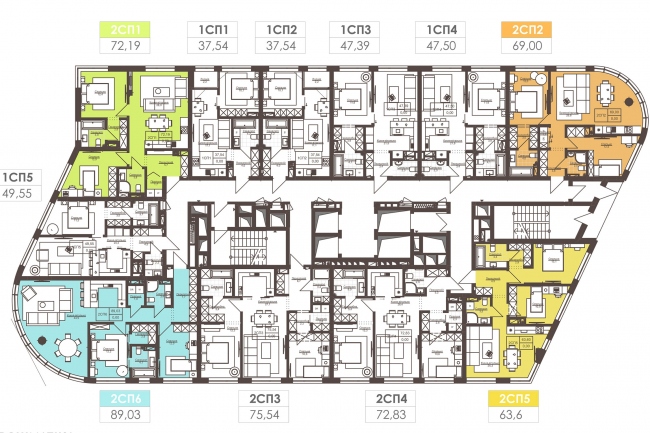 Жилой комплекс White Lines. Типовой 1-5 этаж © Архиматика