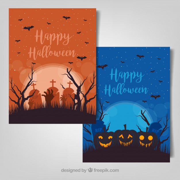 Creepy halloween illustrations vector set