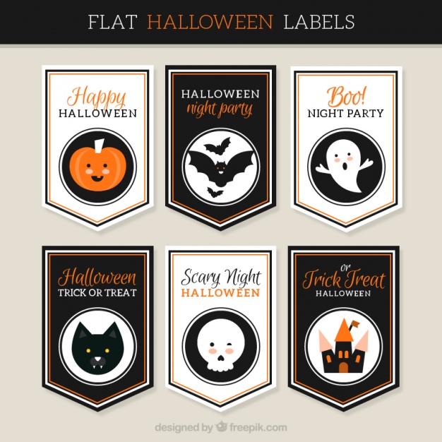 Collection of flat halloween stickers