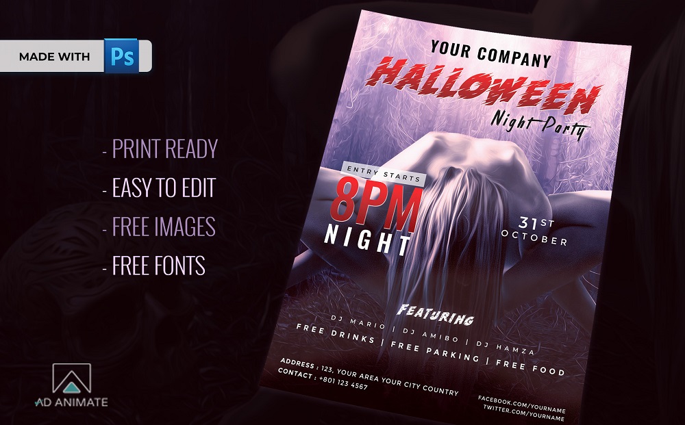 Halloween Night Party Flyer Corporate Identity Template