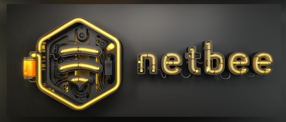  3D netbee logo "width =" 1400 "height =" 600 