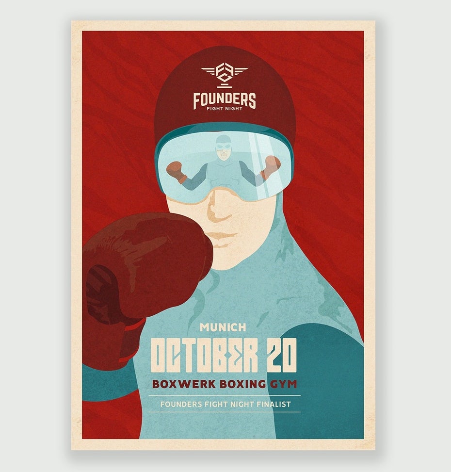  Ретро-футуристический плакат бокса 