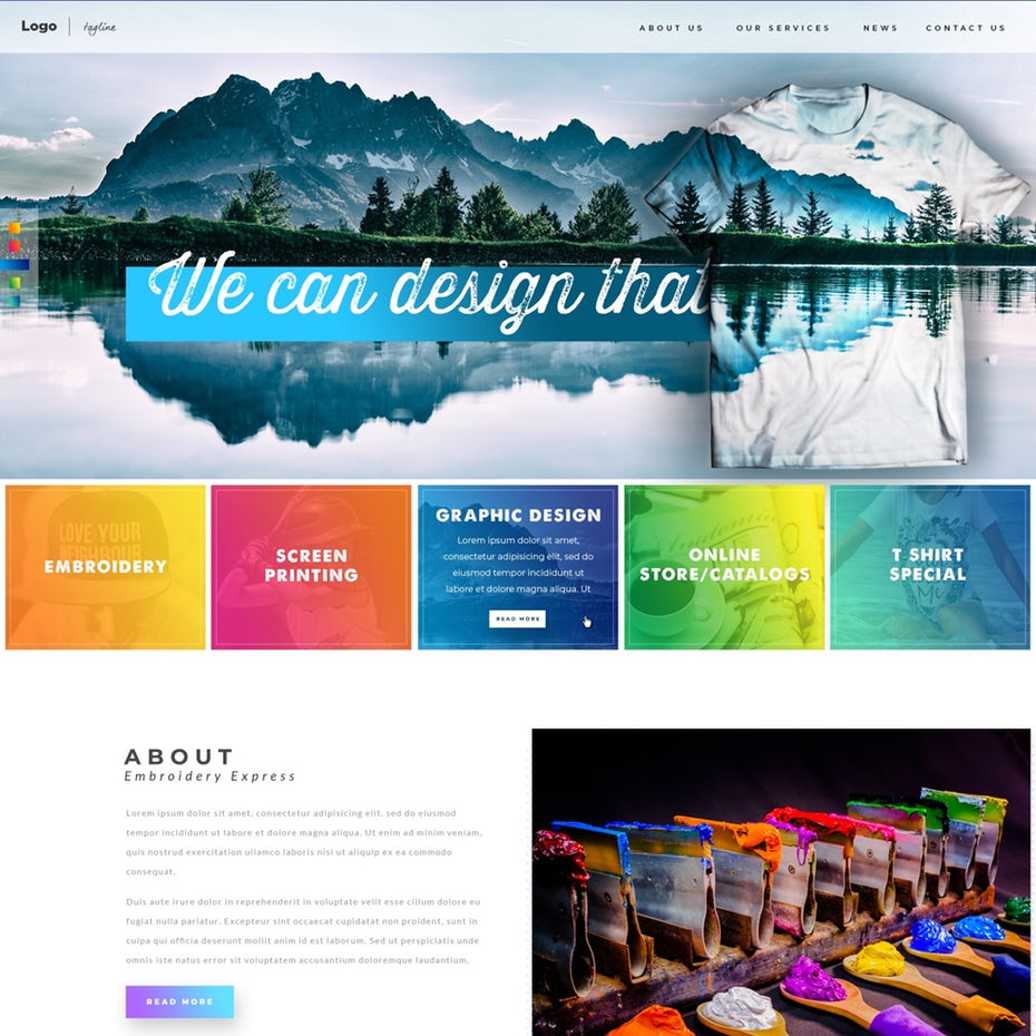  Дизайн веб-сайта для печати одежды Компания 