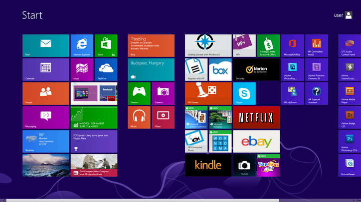  снимок экрана начального экрана Windows 8 "width =" 724 "height =" 407 