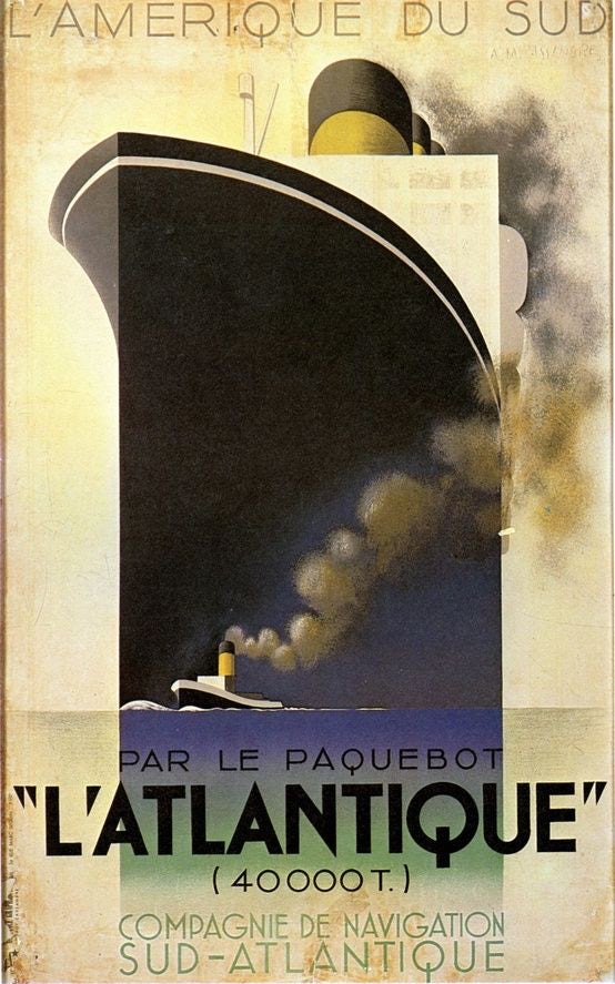  Плакат роскошного океанского лайнера от А.М. Cassandre "width =" 554 "height =" 887 