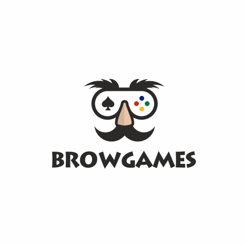  Управляемая видеоигра вылеплена в виде пюре с большим носом и бровями с текстом «browgames» 