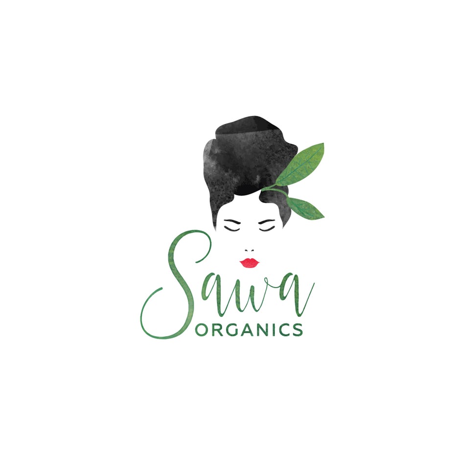  Акварельный логотип женщины и листьев 