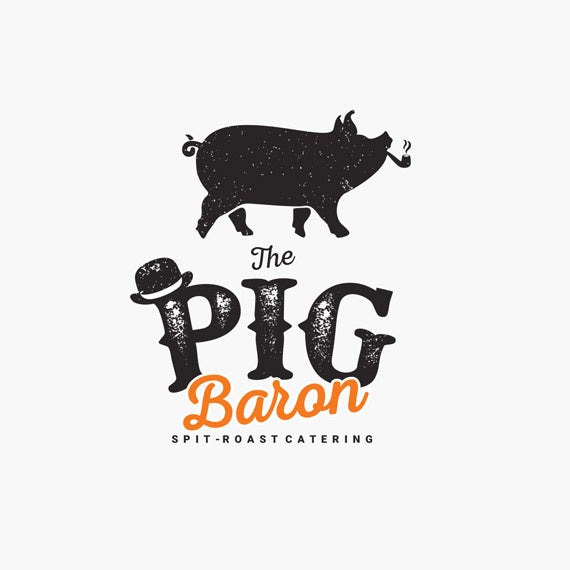  винтажный логотип с изображением свиньи 