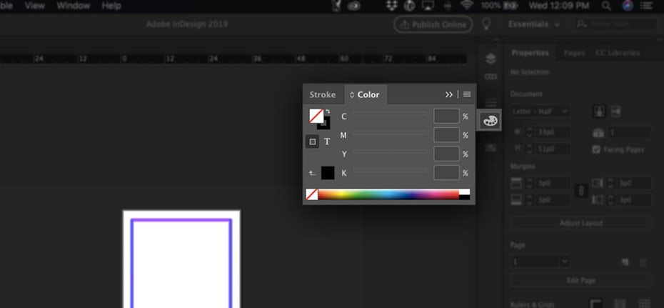  Снимок экрана, показывающий, как проверить цветовой режим в InDesign "width =" 1080 "height =" 500 