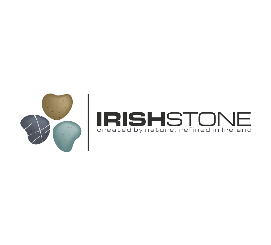  изображение клевера, состоящего из трех разных камней, и текст «ирландский камень» 