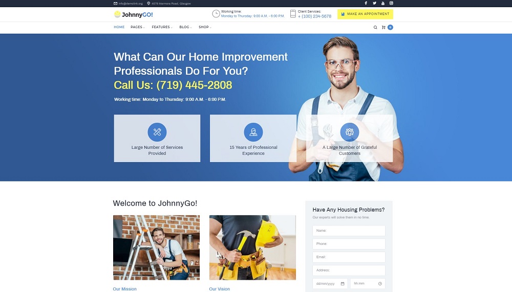 JohnnyGo - Multipurpose Home Services WordPress Theme