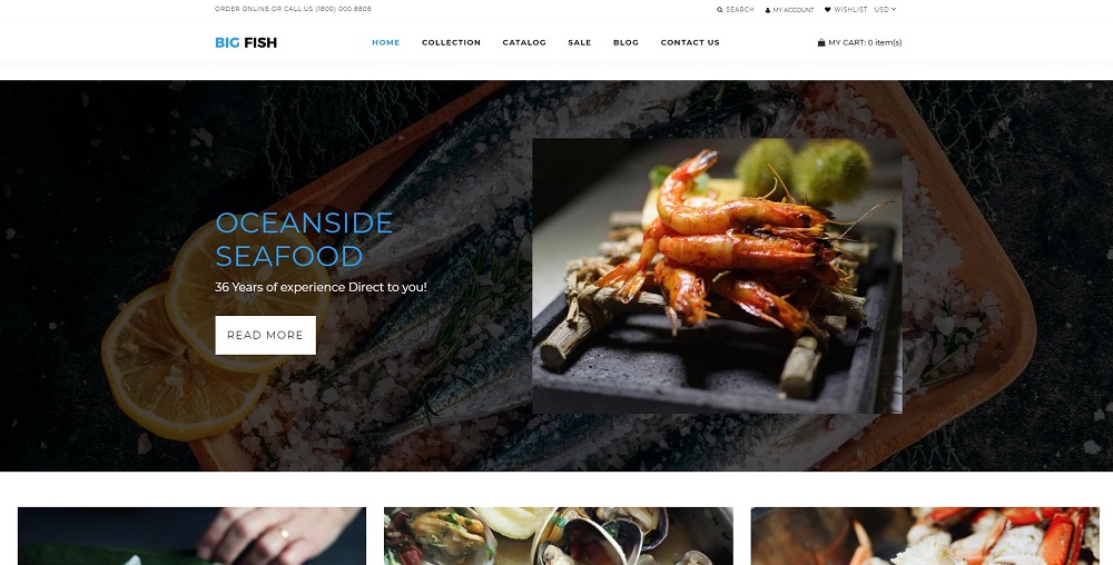 Big Fish - Seafood Restaurant Bright Shopify Theme