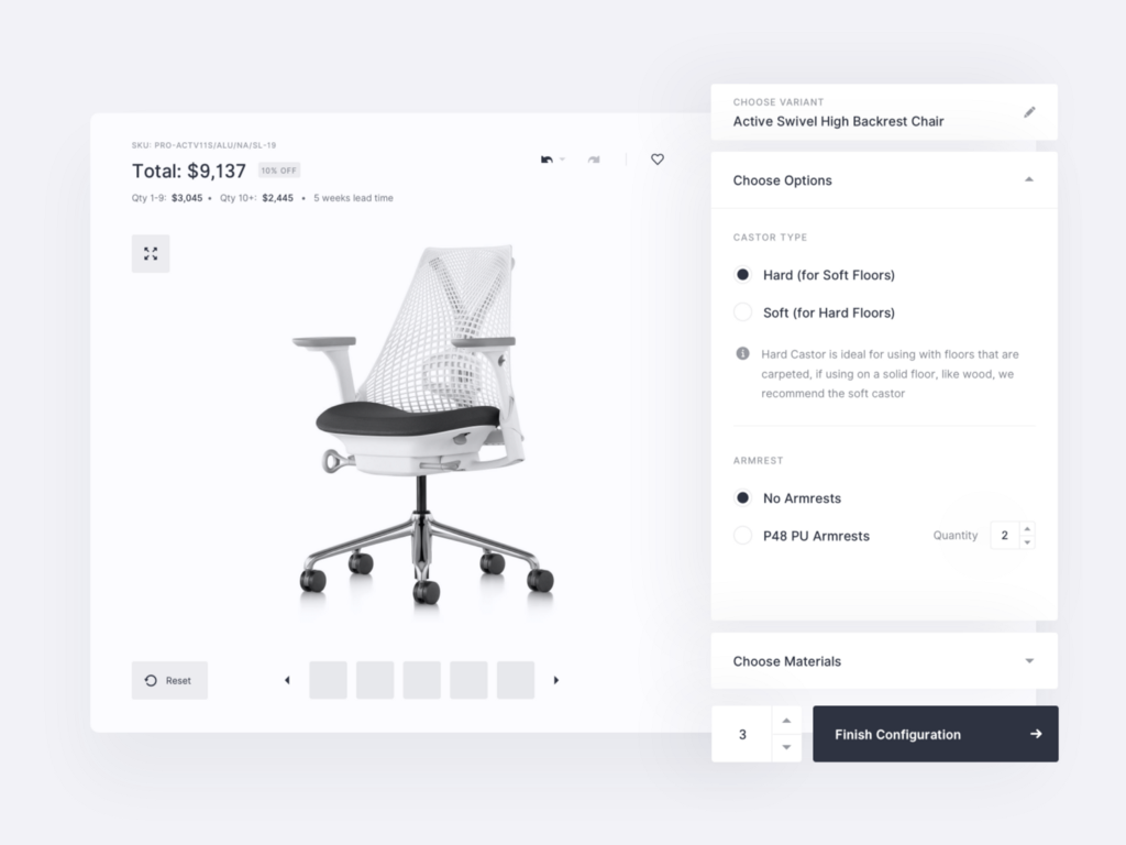 Mimeeq — Product configurator wireframes