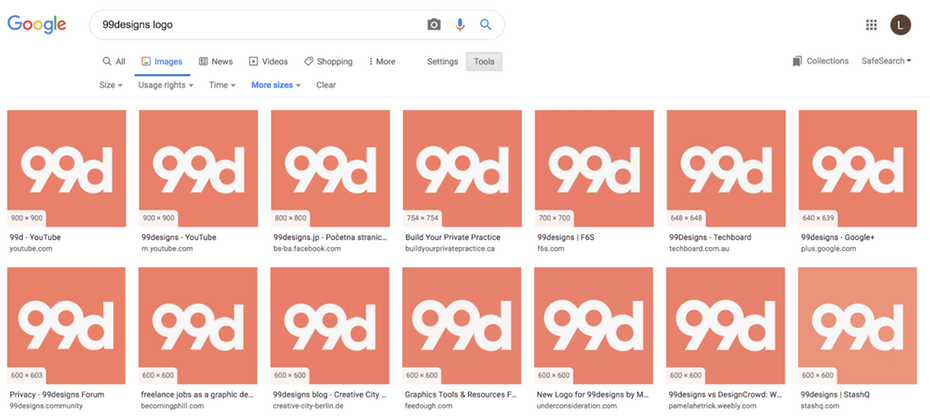  Логотип 99designs в Google Image Recognition 