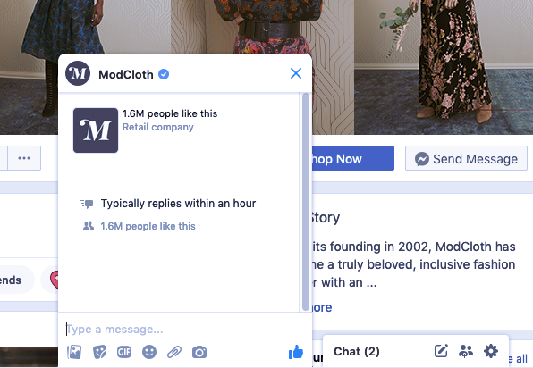  Пример тренда цифрового маркетинга 2020: снимок экрана ModCloth, использующего приложение для обмена сообщениями для маркетинга. "Width =" 596 "height =" 412 "/> 
 
<figcaption> Через ModCloth </figcaption></figure>
<p> Через Приложения для обмена сообщениями, такие как WhatsApp, Viber и Facebook Messenger, или через личные сообщения в социальных сетях, таких как Twitter или Instagram, позволяют брендам устанавливать более тесные связи со своими клиентами. Эти форумы обеспечивают удобство обмена текстовыми сообщениями и немедленную телефонную беседу, все в среде. пользователь уже знаком с общением с друзьями. </p>
<p> Бренды считают, что клиенты DMing эффективны для налаживания отношений, будь то рассмотрение жалоб, принятие заказов на продажу или даже просто дурачиться. Основным условием здесь является то, что клиент соглашается с этим — клиент, который сначала производит DM, находится на расстоянии от вас, прежде всего, DM. </p>
<p> Этот метод работает лучше всего, когда вы поощряете пользователей отправлять вам сообщения, указывая свой дескриптор или имя пользователя, и, возможно, стимулируете их эксклюзивным предложением или кодом купона. </p>
<h2><span id=