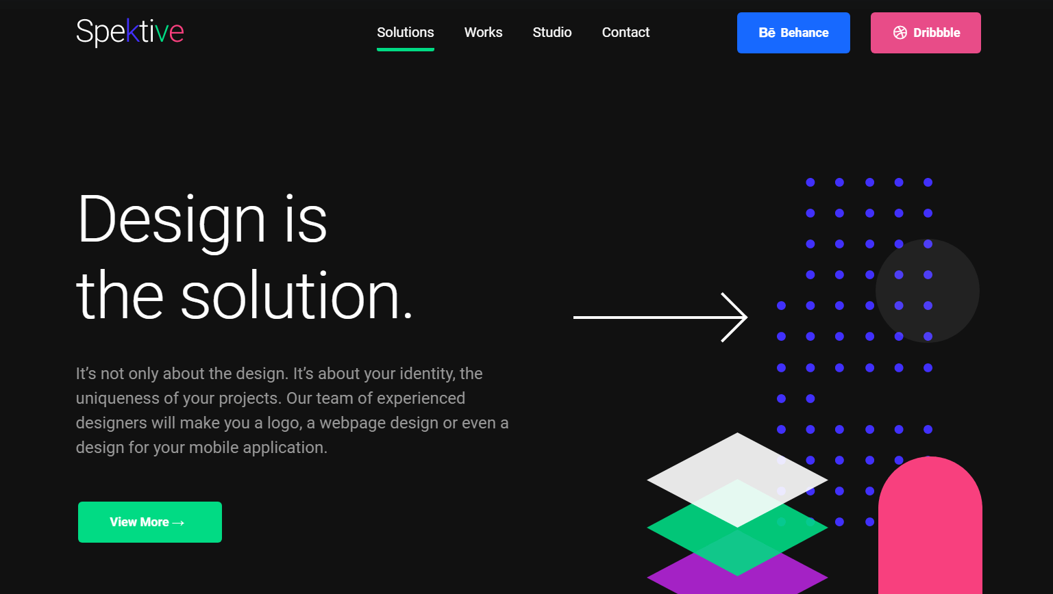 Темный дизайн веб сайта с неонановыми цветами.