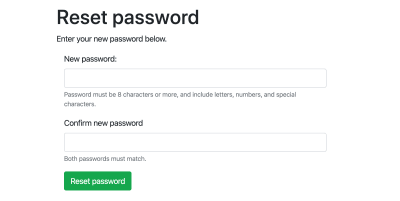  форма сброса пароля для рабочего процесса безопасного сброса пароля 