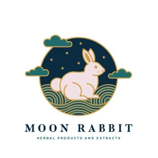  Круглый логотип, показывающий белого кролика на фоне голубой луны 