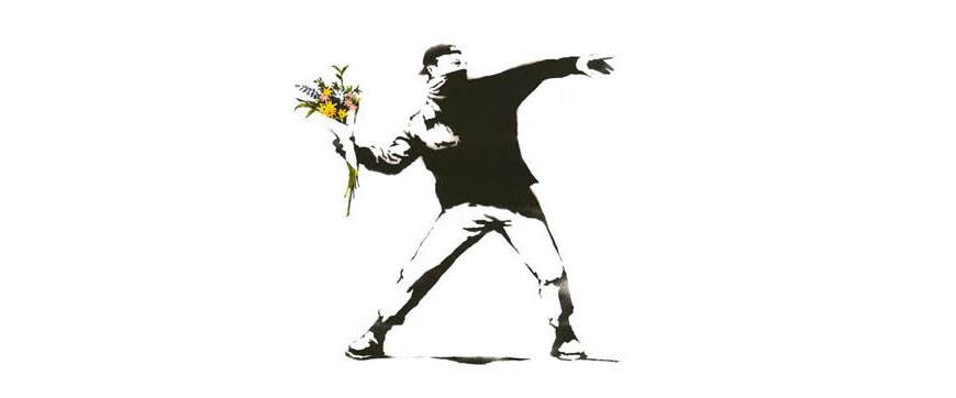  Бэнкси Иллюстрация на белом фоне цветов 