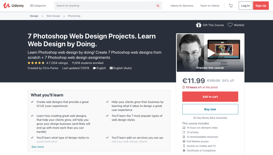  Снимок экрана учебных пособий по веб-дизайну Udemy "width =" 1436 "height =" 816 "/> 
 
<figcaption> через Udemy.com </figcaption></figure>
<p> <strong> Убедитесь, что вы ознакомились: </strong> </p>
<p> 7 Photoshop Web Design Projects. Изучите веб-дизайн, делая. Photoshop — популярная программа для веб-дизайнеров. Этот курс на самом деле состоит из семи уроков в одном, и все они направлены на создание веб-дизайна с нуля в Photoshop. Он охватывает дизайн, который должен знать, например, как удалять фигуры с фона, не разрушая изображения, и как выровнять несколько слоев, а также вещи, которые вы хотите знать, если вы хотите стать профессиональным веб-дизайнером, например, как выделиться среди конкуренция и как помочь вашим клиентам развивать свой бизнес с помощью отличного веб-дизайна. </p>
<p> <strong> Также не пропустите: </strong> </p>
<figure data-id=