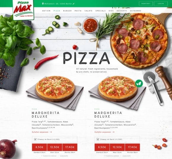  Веб-сайт Pizza Max "width =" 581 "height =" 537 