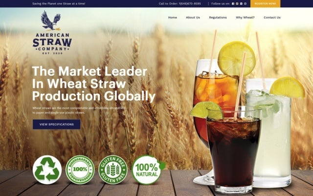  Дизайн веб-сайта из пшеничной соломы с большим количеством фотографий, на которых изображены соломинки и напитки "width =" 640 "height =" 401 