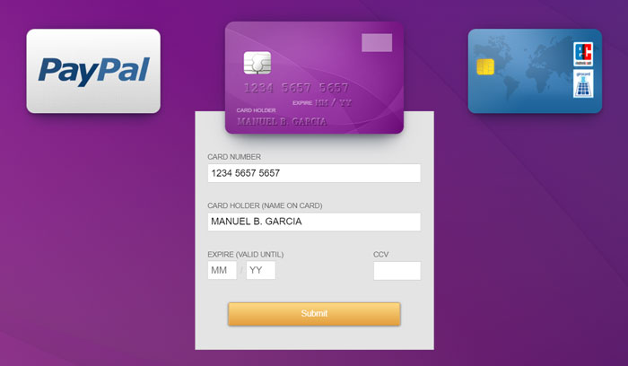  Платежная форма с помощью кредитной карты 