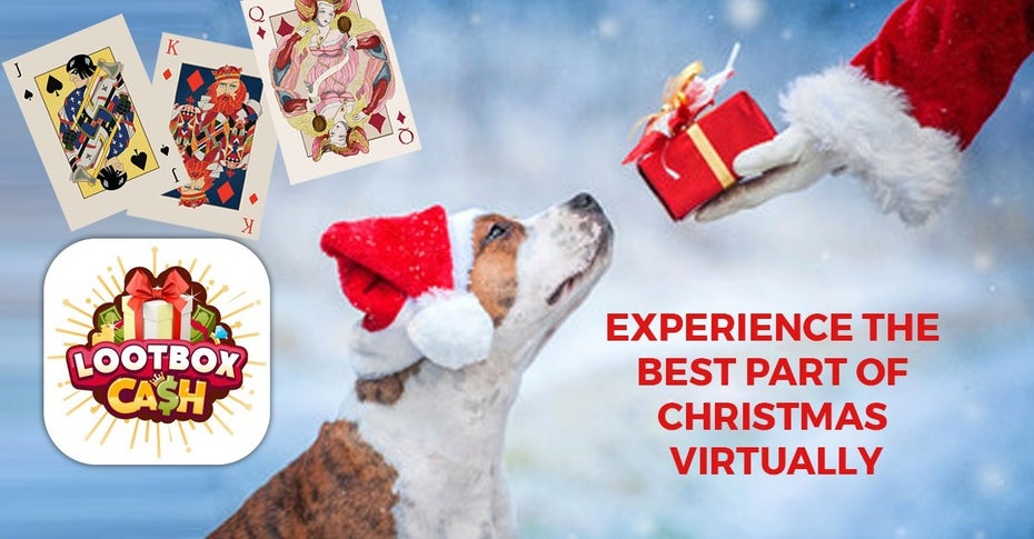  Объявление в Facebook, показывающее, как Санта преподносит собаке подарок "width =" 1183 "height =" 617 