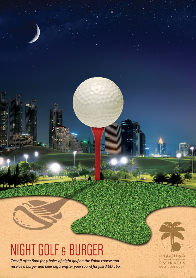  реклама с изображением гигантского мяча для гольфа на футболке и бургера в его тени "width =" 752 "height =" 1063 