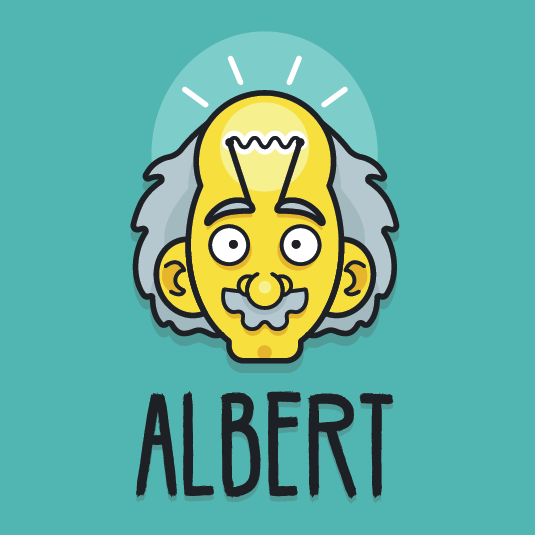  Дизайн логотипа Альберта Эйнштейна с лампочкой "width =" 535 "height =" 535 