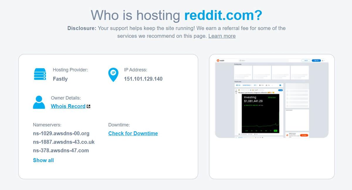  WhoIsHostingThis.com помогает найти хостинг-провайдеров 