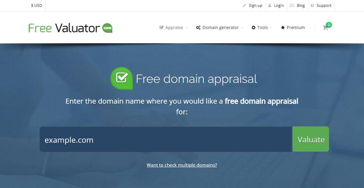  Free Valuator - это оценщик цен на доменное имя 