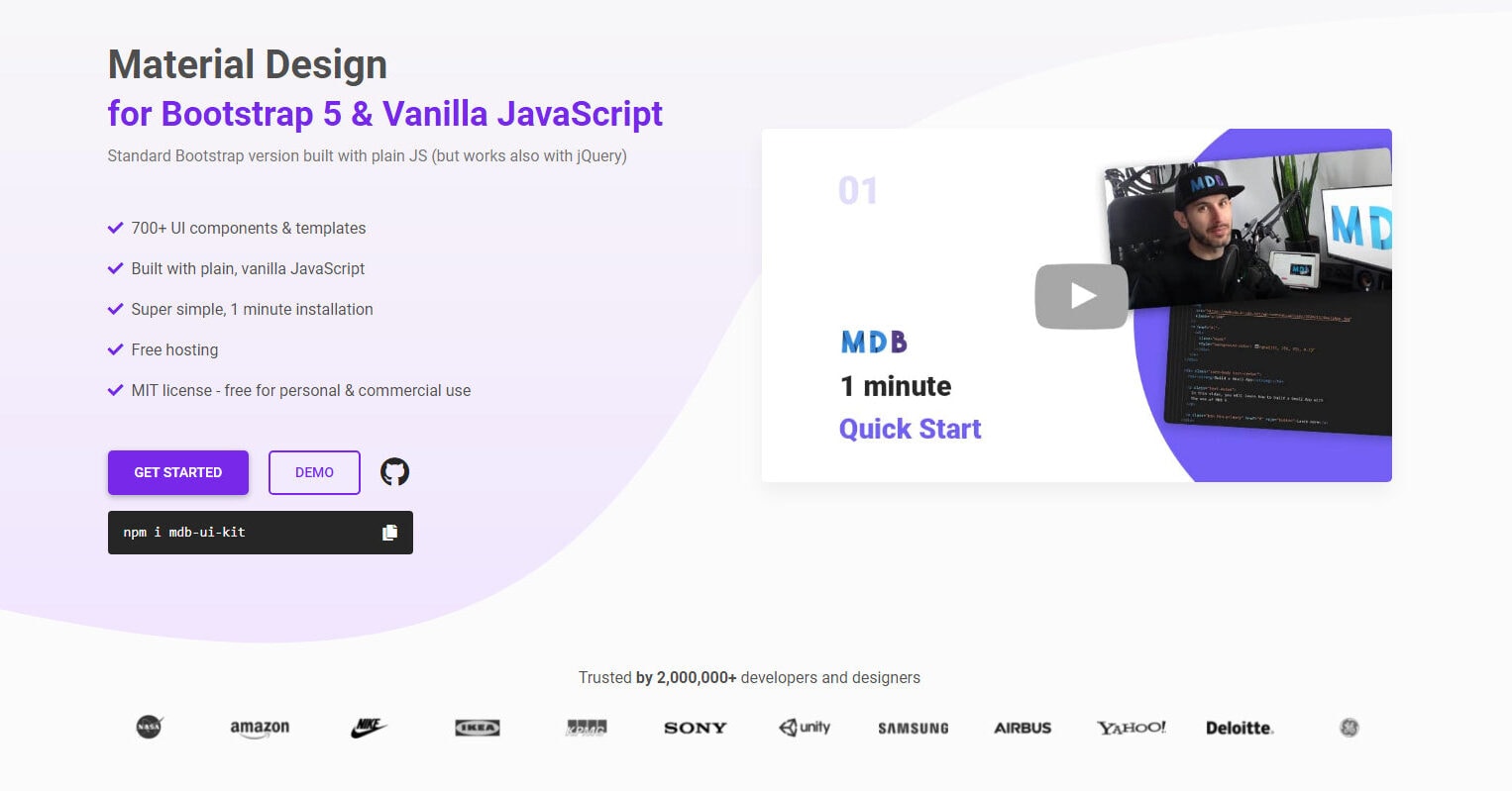  Материальный дизайн для Bootstrap 5 и ванильный JavaScript "width =" 1526 "height =" 799 "/> </figure>
<p style=