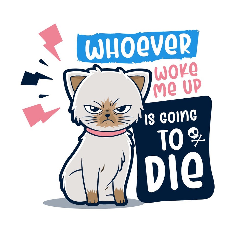  иллюстрация расстроенного мультяшного кота с текстом 