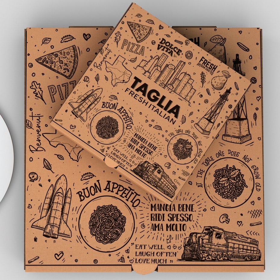  Логотип и упаковка для пиццы на вынос 
