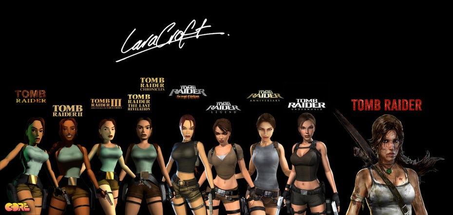  Логотипы Evolution of Tomb Raider "width =" 1024 "height =" 487 