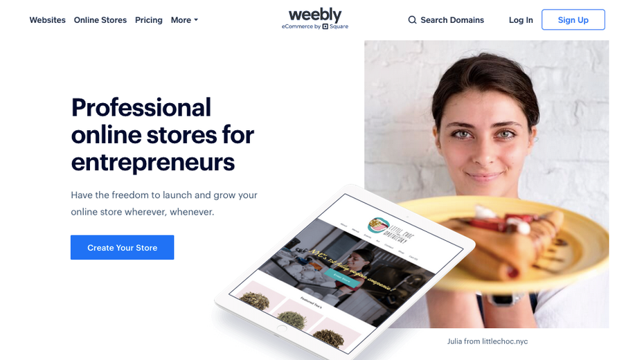  Скриншот альтернатив Shopify: Интернет-магазин Weebly / Square 