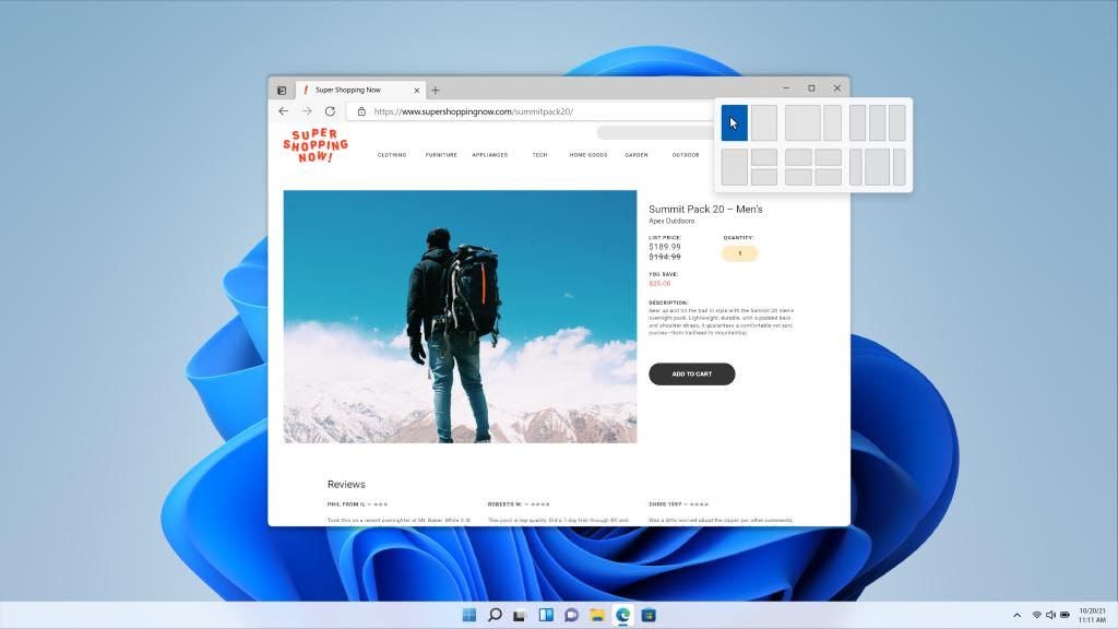 Макеты Snap в Windows 11