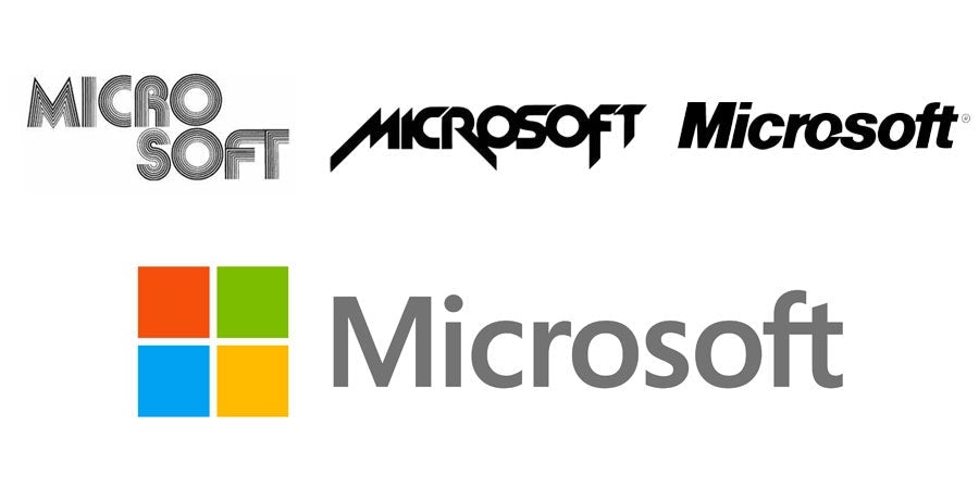  Ребрендинг логотипа Microsoft с 1987 года по сегодняшний день. "Width =" 900 "height =" 450 