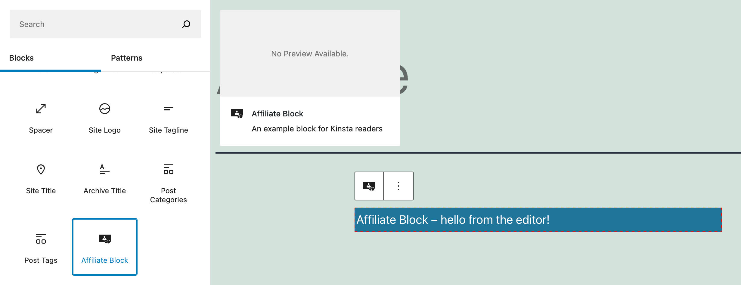 A starter block built with @wordpress/create-block." width="2462" height="950"  />

<p class=