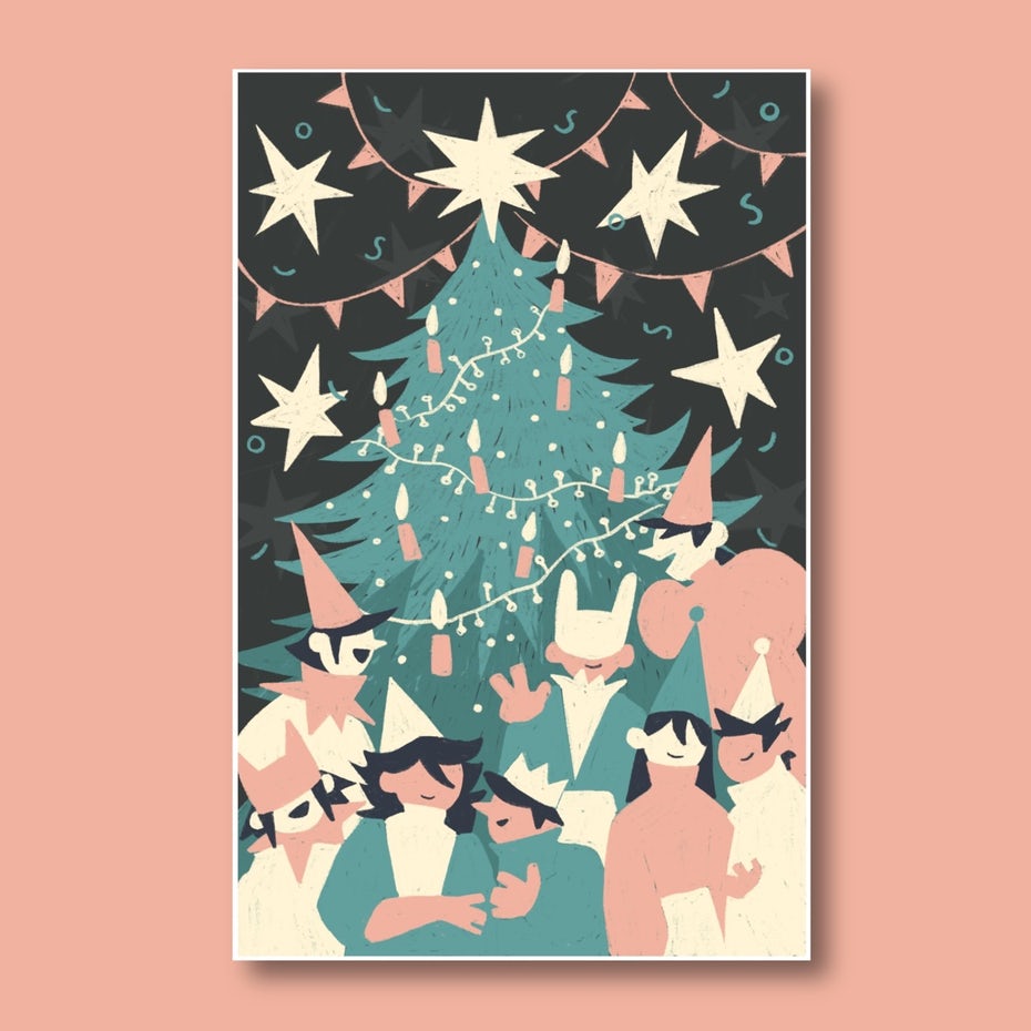  вычурная рождественская открытка 