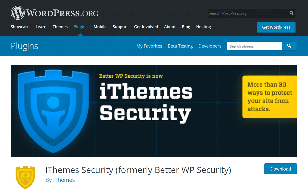Домашняя страница плагина безопасности iThemes