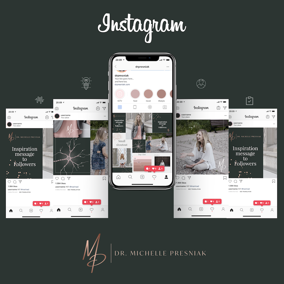 современный дизайн instagram с приглушенными цветами 