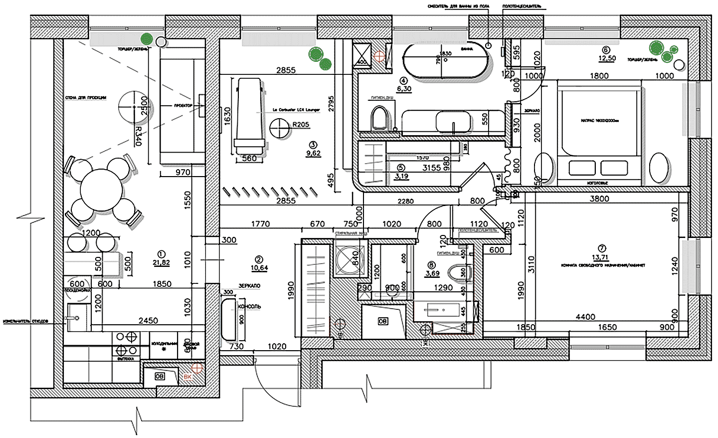 Гибкая планировка и эффектные материалы в умиротворяющем интерьере квартиры — проект бюро Muno.Design