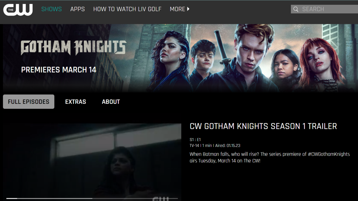 Сайт CW Страница Gotham Knights