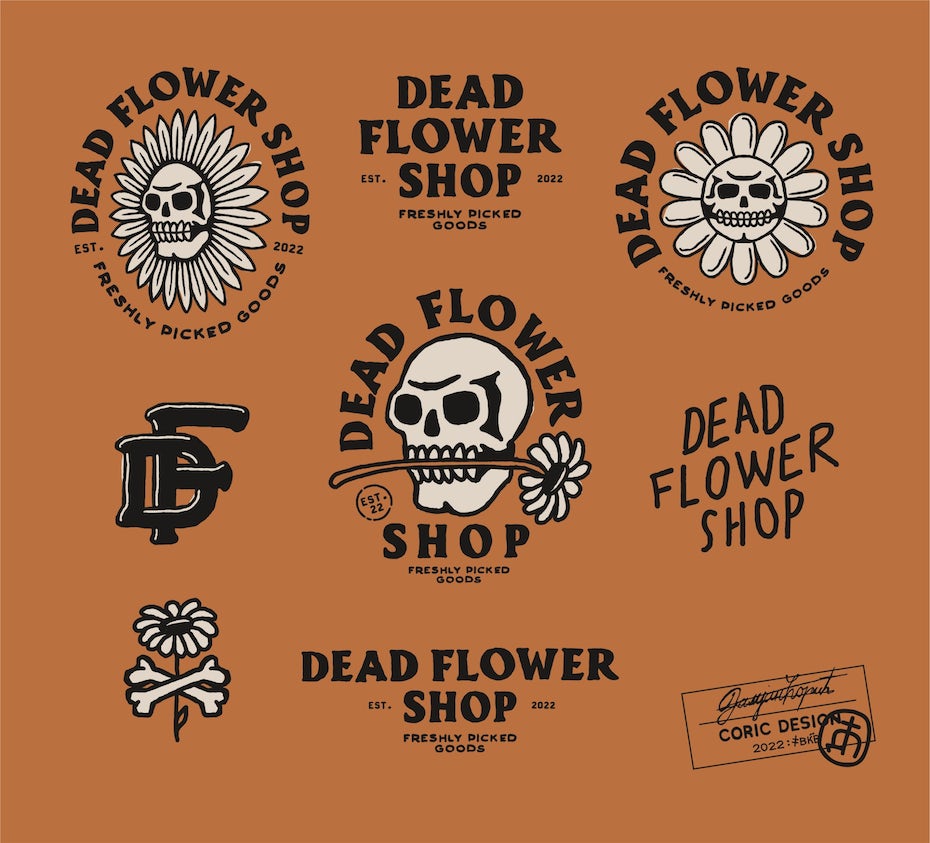 набор логотипов и варианты для магазина мертвых цветов