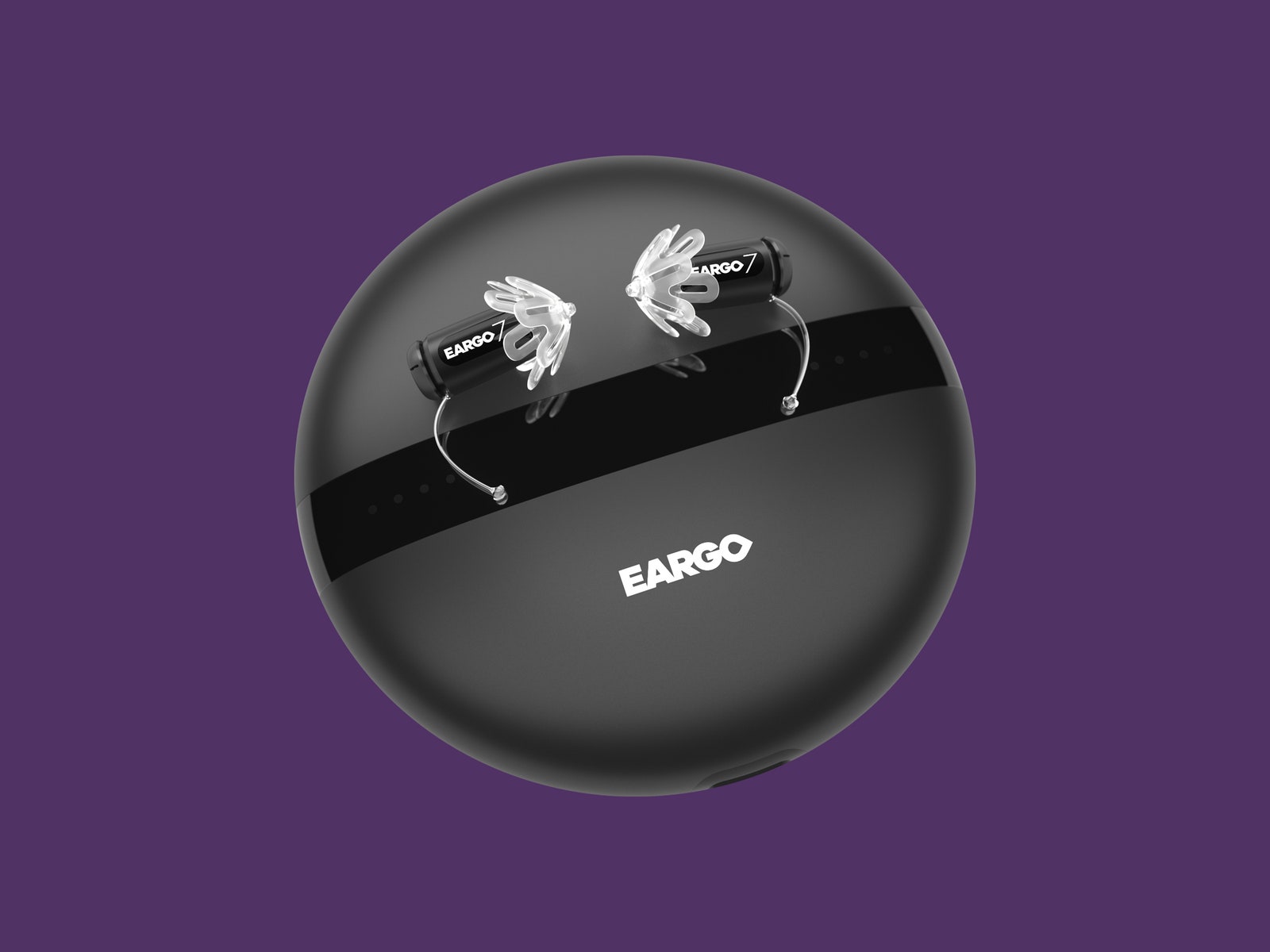 Слуховые аппараты Eargo 7 на подставке для зарядки