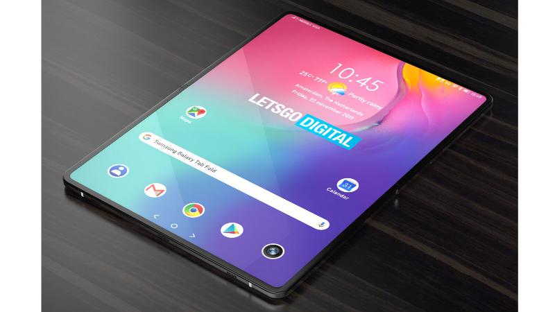 Вкладка Samsung Galaxy Z Fold: рендеринг в один сгиб