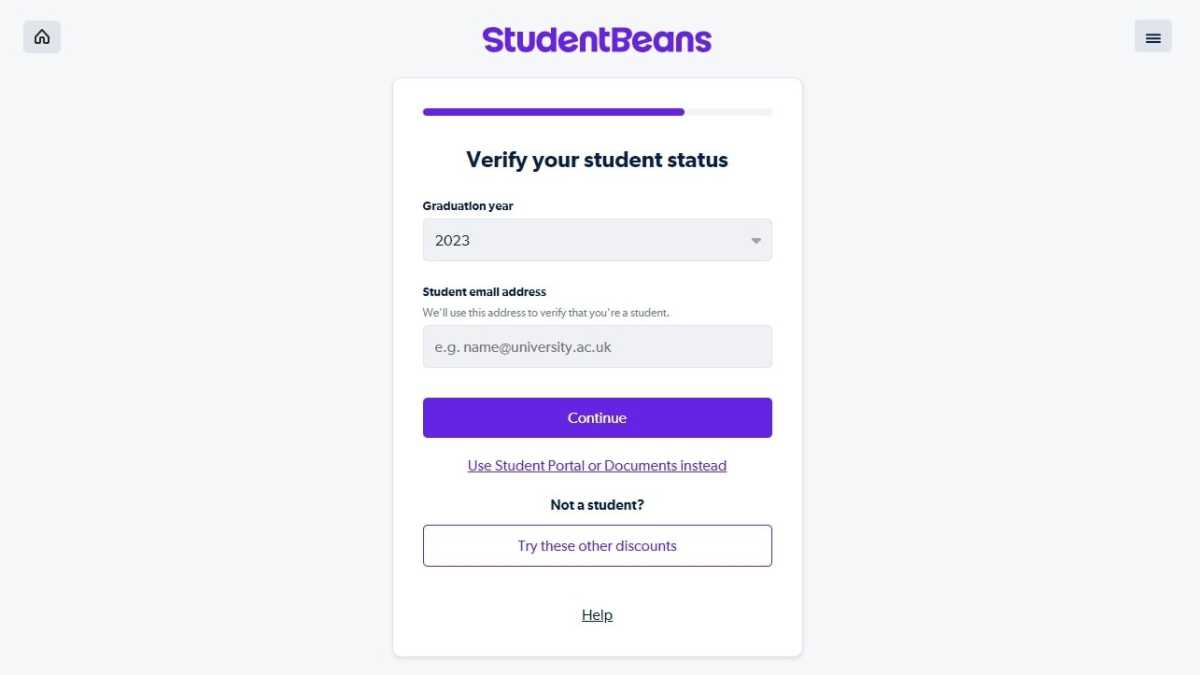 Student Beans проверяет страницу статуса студента