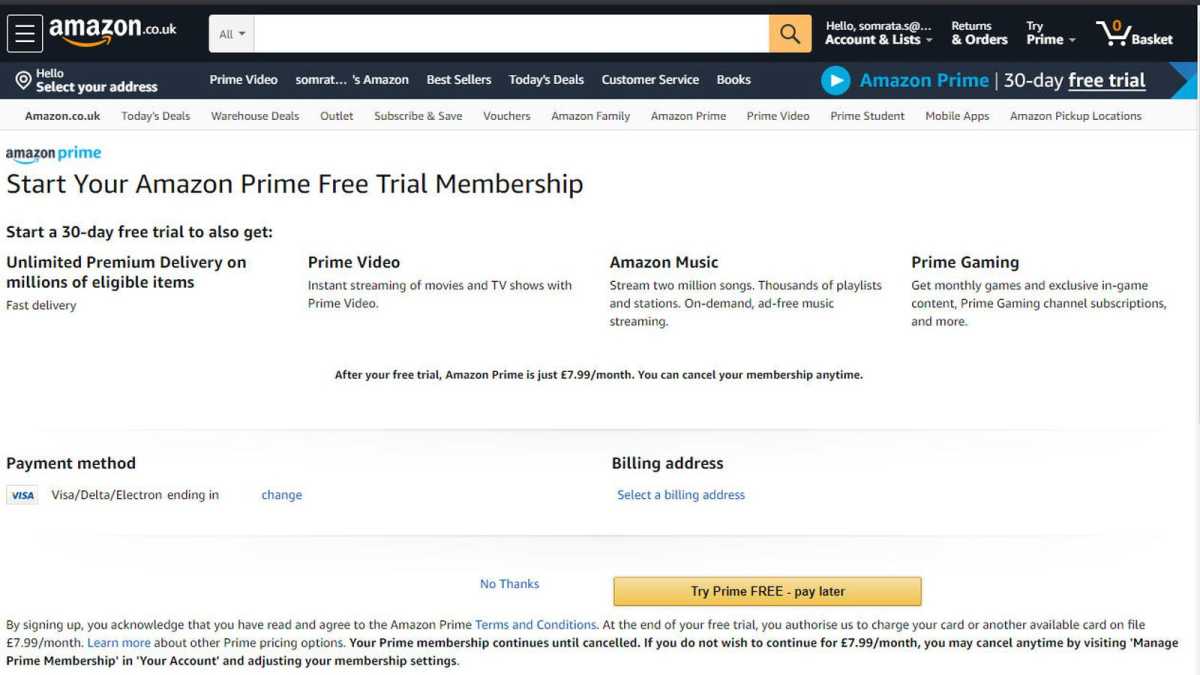 Бесплатная пробная подписка на Amazon Prime